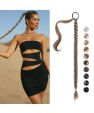 REECHO DIY Braid Ponytail Extension | Long Straight Synthetic Hairpiece - Dark Ash Blonde 34 Inch - Buy Online on SooperMarket.com
