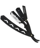 Premium Black Straight Razor for Men | 10 Stainless Steel Blades | Classic Shaving Tool | Professional Barber Supplies | 4.8in Quality Design - Buy Online on SooperMarket.com