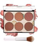 6 Colors Blush Palette with Brush - Matte & Shimmer Powder Blush for Glam Makeup Look | Contour & Highlighter Palette - Buy Online on SooperMarket.com