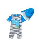BONVERANO Baby Boys Swimsuit | Toddler Bathing Suit UPF 50+ Sun Protection | Dinosaur Stripe | 2-3 Years - Buy Online on SooperMarket.com
