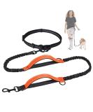 Snocyo jogging leash dogs jogging dog leash for medium -sized and large dogs elastic and reflective dog leash retractable leash with double handle & waist belt for a dog black & orange - Buy Online on SooperMarket.com