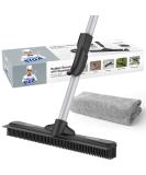 MR.SIGA Pet Hair Removal Rubber Broom with Built in Squeegee, 2 in 1 Floor Brush for Carpet, 62 inch Adjustable Handle, Includes One Microfiber Cloth for Floor Dusting - Buy Online on SooperMarket.com