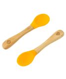 bamboo bamboo Baby Weaning Spoons Set of 2 | Bamboo with Soft Silicone Tips | Ergonomic Easy Grip Handles | BPA-Free (Set of 2 Yellow) - Buy Online on SooperMarket.com