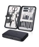 Manicure Set Nail Set Nail Clipper Kit Professional - Stainless Steel Pedicure Set Nail Grooming Kit of 18pcs with Case for Travel (Black) - Buy Online on SooperMarket.com