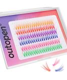 Outopen 14MM Colored Cluster Lash Extensions - 140 PCS C Curl Wispy Natural Eyelashes - DIY Reusable 7 Color Mix - Buy Online on SooperMarket.com