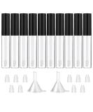 GTHER 10PCS 10ML Empty Lip Gloss Containers with Wand - Refillable Lip Balm Bottles for DIY Lip Samples - Black Top - Buy Online on SooperMarket.com