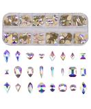 240pcs Popular 12 Styles FlatBack Crystals Mix Sizes Multi Shapes Glass Crystal AB Rhinestones For Nail Art Craft 3D Decorations Flat Back Stones Gems Set Box BST200117E - Buy Online on SooperMarket.com