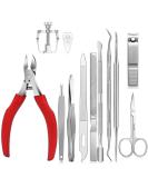 Jinpiker Profi Footnail Pliers Set - 12 PCS Stainless Steel Nail Scissors & Tongs for Thick & Ingrown Toenails - Red - Buy Online on SooperMarket.com
