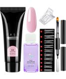 Poly Nail Gel Kit Pink - Beginner Builder Extension Set with Slip Solution for DIY Nail Art - Women's Gift | Light Pink - Buy Online on SooperMarket.com