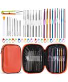 IMZAY 54 Pcs Crochet Needles Set Crochet Hooks Kit with Storage Case Ergonomic Knitting Needles Blunt Needles Stitch Marker DIY Hand Knitting Craft Art Tools for Beginners Orange - Buy Online on SooperMarket.com