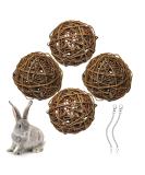Nature Willow Ball Toys for Small Animals - 4-Piece Set for Guinea Pigs Rabbits Chinches & Birds - Ideal Pet Accessories (10cm) - Buy Online on SooperMarket.com