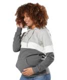 Happy Mama Nursing Hoodie - Women's Breastfeeding Maternity Top - 503p 8 Light Grey Melange/White/Graphite - Buy Online on SooperMarket.com