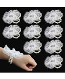 10 Pack Elastic Pearl Wrist Corsage Bands - DIY Wrist Corsages for Bride & Prom - White Lace Accessories - Buy Online on SooperMarket.com