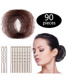Zonon Hair Nets Invisible Elastic Edge Mesh and U Shaped Pins Set 50 Pieces 50 cm Individual Package Invisible Hair Nets 40 Pieces U Shaped Pins for Ballet Bun Sleeping Women and Wig (Brown) - Buy Online on SooperMarket.com