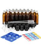 ComSaf Glass Essential Oil Roller Bottles, Set of 24, 10ml Amber Glass Bottles with Stainless Steel Roller Balls, Leakproof Essential Oil Container Kits with Labels, Dropper, for Facial Body Care - Buy Online on SooperMarket.com