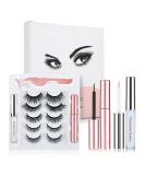 5 Pairs Magnetic Eyelashes & Eyeliner Kit | Upgraded 3D Reusable Lashes | Natural Look | Waterproof Liquid Eyeliner & Applicator - Buy Online on SooperMarket.com