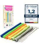 Bite Tube Set - 6 BPA-Free Silicone Dental Aids with 2 Cleaning Brushes for Baby Teething - Grayling & Violet Root Colors - Buy Online on SooperMarket.com