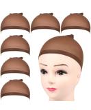 Fandamei 6 piece wig caps set hair network wig nylon tig cap caps back hood Unlastic elastic elastic breathable wig cap dark brown dark brown - Buy Online on SooperMarket.com