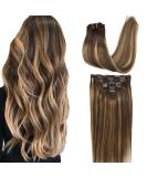 GOO GOO Clip-in Hair Extensions for Women  Soft & Natural  Handmade Real Human Hair Extensions  Chocolate Brown to Caramel Blonde  Long  Straight (4/27)/4  7pcs 120g 16 inches 16 Inch-120g 4/27/4 Balayage Chocolate Bro... - Buy Online on SooperMarket.com