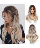 Esmee Long Wavy Ombre Brown to Blonde Wigs for Women Synthetic Hair Heat Resistant Ombre Wig for Daily Party Cosplay Use-24Inches - Buy Online on SooperMarket.com