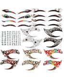 Kilofly 8 Sets Temporary Eye Tattoo Stickers with Crystal Gem Liners - Makeup Transfer Set - Buy Online on SooperMarket.com
