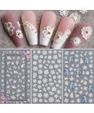 Flower Nail Art Sticker Decals 5D Hollow Exquisite Pattern Nail Art Supplies Self-Adhesive Luxurious Nail Art Decoration White Feather Lace Flower Leaf Carving Design DIY Acrylic Nail Art, 3 Sheet White Flower - Buy Online on SooperMarket.com