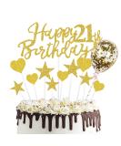 Happy Birthday Cake Toppers Decorations Glitter Birthday Cake Cards Baking Desserts Decoration Cards (21st Gold) 21st Gold - Buy Online on SooperMarket.com