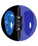 YTD Likomey Reflective Glitter Gel Nail Polish Set - Sapphire Blue & Pure Klein Blue Fashion Colors - Gold Combo Kit - Super Sparkly Diamond Disco DJ UV Top Coat - 2 Pcs (7.5ml each) - Buy Online on SooperMarket.com