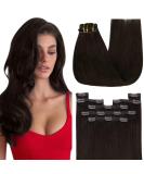 Youngsee Clip-In Extensions | Real Hair Brown 40 cm | Smooth Remy Hair Extensions (120g) - Dark Brown 7PCs - Buy Online on SooperMarket.com