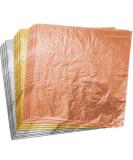 Paxcoo 300 Gold Leaf Sheets for Resin Jewelry Making, Nail Art, Slime & Gilding Crafts - 5.5x5.5 Inches, 300Pcs Gold, Silver, and Rose Gold Metallic Leaf - Buy Online on SooperMarket.com