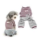 Ranphy Small Dog Stripe Jumpsuit Puppy Pajamas with Pant Comfy Cotton Pet Clothes Cat Apparel Pyjamas PJS Shirt Boys Winter Jammies Brown S S(Back: 20cm Chest: 32cm ) Style1 - Buy Online on SooperMarket.com