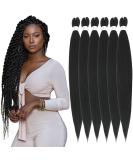 Xusuperb Pre-Stretched Braiding Hair 1B Black - 26 Inch EZ Braids Extensions (6 Packs) | Soft Yaki-Texture Kanekalon Hair for Braiding - Buy Online on SooperMarket.com