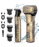Hatteker Foil Shaver & T-Blade Trimmer Kit Waterproof Electric Razor for Men | 2-in-1 Beard & Hair Clipper with LED Display - International Shipping Available - Buy Online on SooperMarket.com
