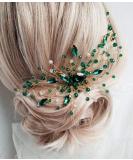 BERYUAN Women Bridal Teardrop Emerald Green Crystal Hair Comb Wedding Hair Accessory Rhinestone Hair Piece Gift for Her Party Headress for Bride Bridesmaid Girls(Gold) - Buy Online on SooperMarket.com