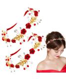 Aswewamt 2 Pcs Red Flower Crown Headband Rhinestone Pearl Tiara Red Rose Bride Crown Crystal Red Headband Wedding Headpiece Hair Jewelry for Women - Buy Online on SooperMarket.com