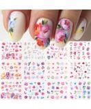 12pcs Flower Nail Art Stickers - Water Decals for Nails - Spring Rose Floral Leaf Designs - Summer Manicure Decoration - Nail Art Supplies - Buy Online on SooperMarket.com