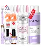 Saviland Acrylic Nail Kit for Beginners - 3 Colors Powder & Liquid Set with Nail Brush & Tools - DIY Nail Extension & Manicure Gift - 02 with Practice Fingers - Buy Online on SooperMarket.com
