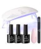Beetles Nude Pink Gel Nail Polish Kit with UV LED Light - Starter Kit for DIY Home Manicure | Soak Off Pink Gel Polish Set with Nail Lamp and Nail File - Halloween Nails Gift for Women - Buy Online on SooperMarket.com