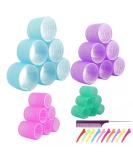Jumbo Hair Rollers Set Hair Rollers Self Grip Curlers For Long Hair No Heat Curlers Heatless Hair Rollers With Clips & Comb 24 Packs (Blue Purple Red Green 24Pcs) - Buy Online on SooperMarket.com