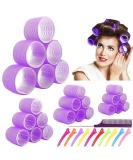 Jumbo Hair Rollers Set Hair Rollers Self Grip Curlers For Long Hair No Heat Curlers Heatless Hair Rollers With Clips & Comb 24 Packs (Purple 24Pcs) - Buy Online on SooperMarket.com