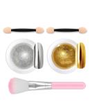 Lofuanna Chrome Nail Powder - Holographic Gold & Silver Pigment for Nail Art with Eyeshadow Sticks - 2 Jars, 0.5g each - Buy Online on SooperMarket.com
