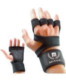 Mava Sports Cross Training Gloves with Wrist Support - For Fitness, WOD, Weightlifting, Gym Workout and Powerlifting - Strong Grip Silicone Padding - No Calluses - Men & Women - Black (Large) - Buy Online on SooperMarket.com