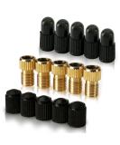 Brass Presta Valve Adaptor (Pack of 5 + 10 Caps) - Convert Presta to Schrader for Bikes, e-Bikes, e-Scooters and Cars - Inflate Tire Using Standard Pump or Air Compressor by Mobi Lock - Buy Online on SooperMarket.com