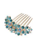 Sankuwen Women Rhinestone Inlaid Flower Hair Comb Hairpin Barrette Accessory,Also Perfect Mother's Day Gifts for Mom (Blue) - Buy Online on SooperMarket.com