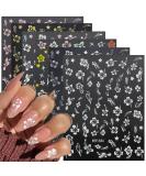 6 Sheets Hibiscus Flower Nail Stickers - Elegant Floral Nail Decals for Spring | Tropical Leaf & French Tip Designs - Buy Online on SooperMarket.com