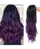 Tseses Long Ombre Purple Curly Wavy Synthetic Wig for Women - Dark Roots Hair Cosplay Halloween Party Daily Full Wig - Buy Online on SooperMarket.com