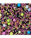 Black rainbow sprinkles multi coloured chocolate balls for cupcakes cakes toppers pearls balls metallic pearls cupcakes cake neon bright pink green blue 80s 90s party decoration - Buy Online on SooperMarket.com
