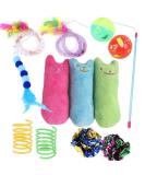 12 Pcs Cat Toys for Indoor Cats Kitten Plush Catnip Toy Cat Teeth Cleaning Toys Interactive Cat Feather Teaser Wand Spring Toy 12Pcs - Buy Online on SooperMarket.com