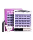Curl 45 Clusters DIY False Eyelashes Kit with Clear Glue - Natural Easy Fan Russian Lashes Extensions | Reusable Soft Individual Lashes 10-16mm - OP04 - Buy Online on SooperMarket.com