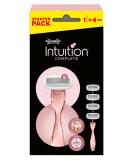 Wilkinson Sword Intuition Complete Razor - 5 Blade Value Pack for Women - Suitable for Sensitive Areas - Black - 1 Razor + 4 Charging Heads Included - Buy Online on SooperMarket.com